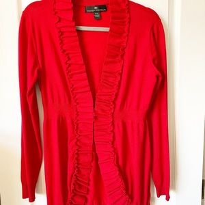 Madison Michelle red ruffled cardigan
